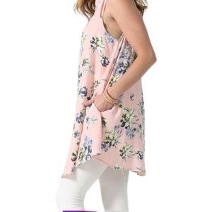 Women's Plus size 3X  Floral Side-Pocket Sleeveless Tunic  42Pop